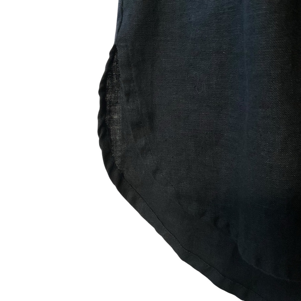 FLAX sz Large Linen Skirt Stretch Waist Pull On Black - Picture 3 of 5